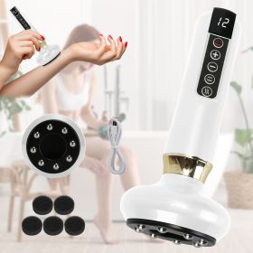 Anti Cellulite Massager Handheld Vacuum Suction Cupping Kit Beauty Tool with 12 Suction Mode 12 Heating 20Mins Auto-Off One-Key Pressure Release for A (Color: White)