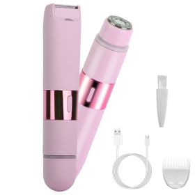 2 In 1 Bikini Trimmer for Women Dual Head Cordless Body Shaver IPX5 Waterproof Rechargeable Pubic Hair Razor Wet And Dry Use for Bikini Underarm Leg A (Option: HairTrimmerPink)